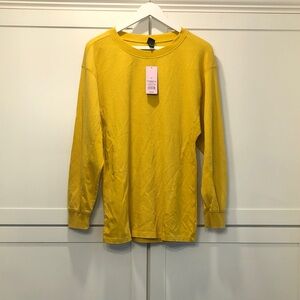 Wild Fable Oversized Bright Yellow Light Weight Waffle Knit Crewneck Pullover